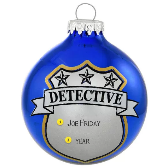 New Bronners Personalized Detective Badge Glass Ornament