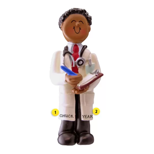 New Ornament Central Personalized Doctor Ornament - African-American Male