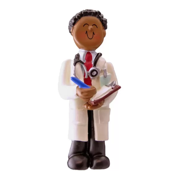 New Ornament Central Personalized Doctor Ornament - African-American Male
