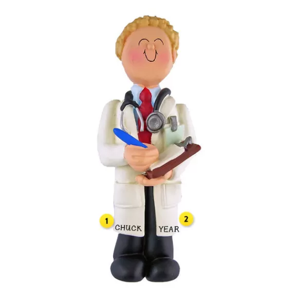 Flash Sale Ornament Central Personalized Doctor Ornament - Male, Blonde Hair