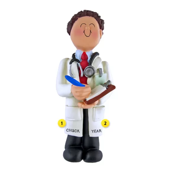 Sale Ornament Central Personalized Doctor Ornament - Male, Brown Hair