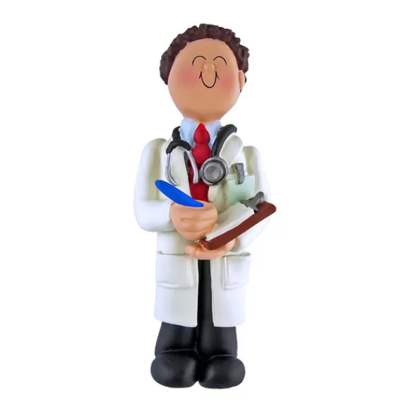 Sale Ornament Central Personalized Doctor Ornament - Male, Brown Hair