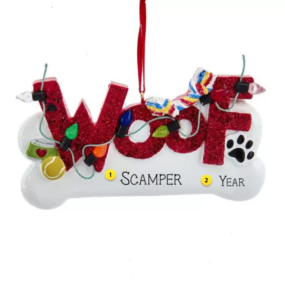 Clearance Kurt Adler Personalized Dog Bone "Woof" Ornament
