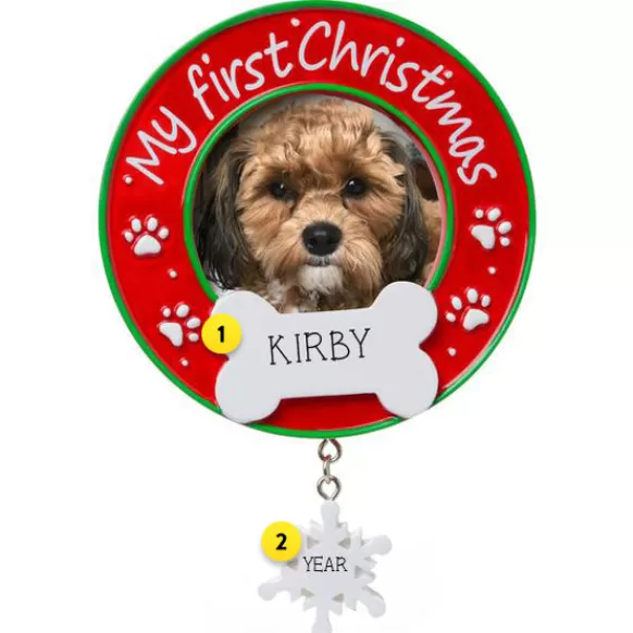 Hot PolarX Personalized Dog's First Christmas Picture Frame Ornament