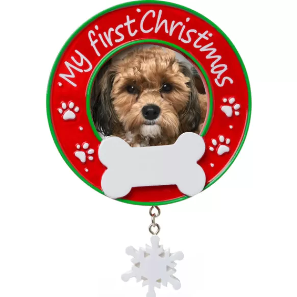 Hot PolarX Personalized Dog's First Christmas Picture Frame Ornament
