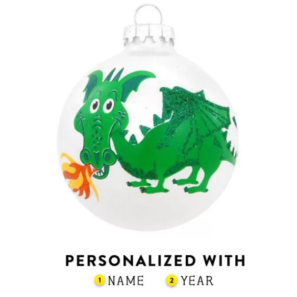 Sale Personalized Dragon Breathing Fire Glass Ornament Kids