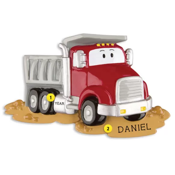 Best Sale Personalized Dump Truck With Face Ornament - Red Transportation