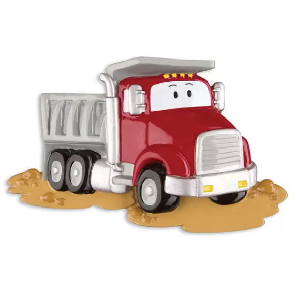 Best Sale Personalized Dump Truck With Face Ornament - Red Transportation