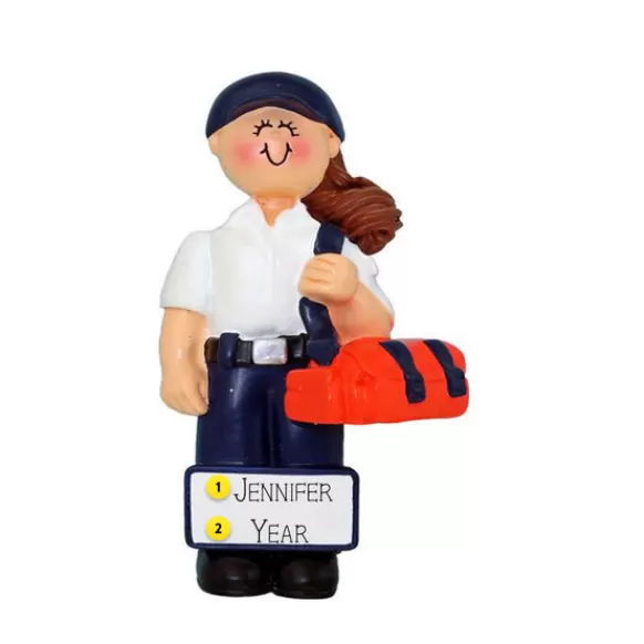 New Ornament Central Personalized Emt/First Responder Ornament - Female, Brunette