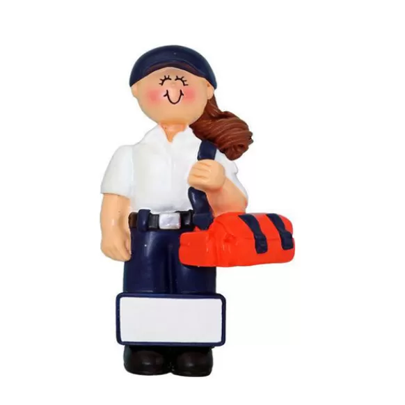 New Ornament Central Personalized Emt/First Responder Ornament - Female, Brunette
