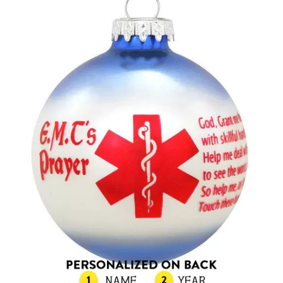 Sale Bronners Personalized Emt's Prayer Glass Bulb Ornament