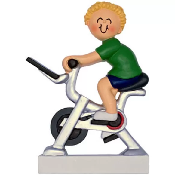 Sale Ornament Central Personalized Exercise Bike Ornament - Male, Blonde Hair