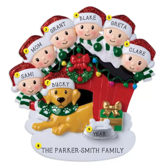Best Sale PolarX Personalized Family Of 6 With Dog Ornament