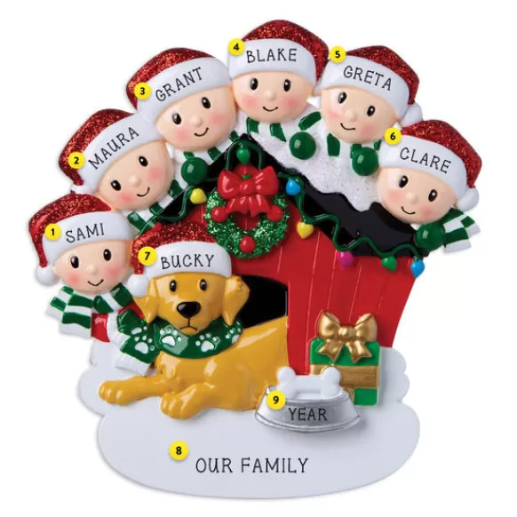 Best Sale PolarX Personalized Family Of 6 With Dog Ornament