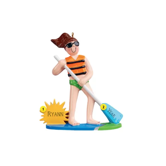 Fashion Rudolph & Me Personalized Female Paddle Boarding Ornament