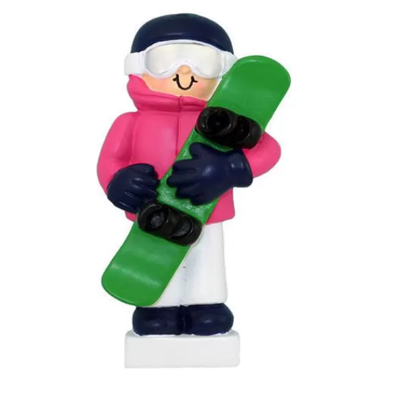 New Ornament Central Personalized Female Snowboarder Ornament