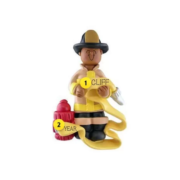 Clearance Ornament Central Personalized Firefighter Ornament - African American, Male