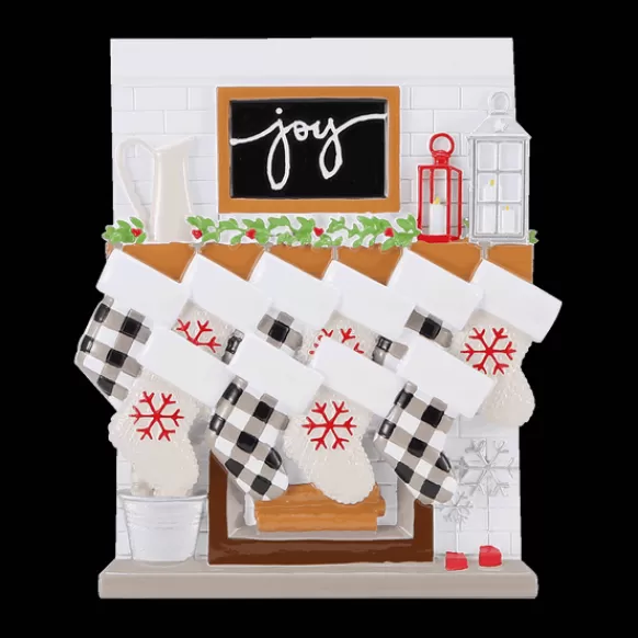 Fashion Personalized Fireplace Mantel Family Of 10 Ornament Home & Housewarming