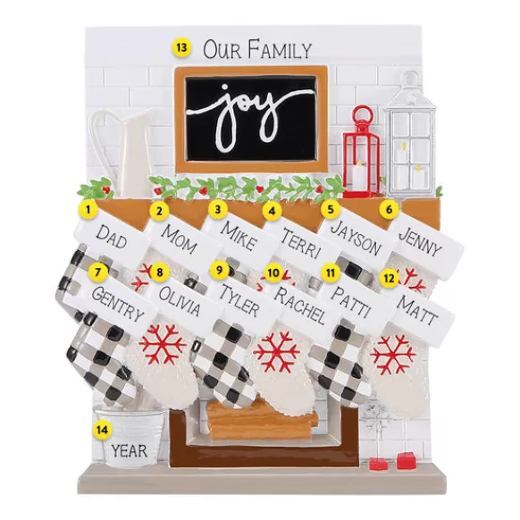 Store Personalized Fireplace Mantel Family Of 12 Ornament Home & Housewarming