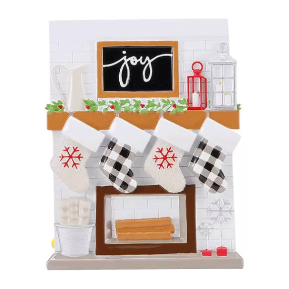 New Personalized Fireplace Mantel Family Of 4 Ornament Home & Housewarming