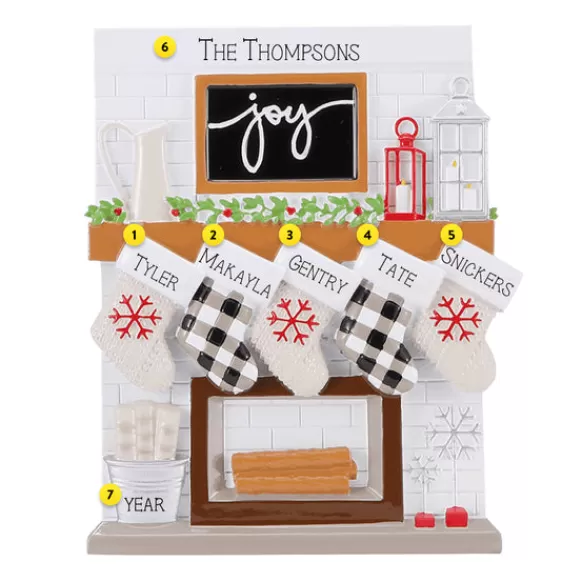 Cheap Personalized Fireplace Mantel Family Of 5 Ornament Home & Housewarming