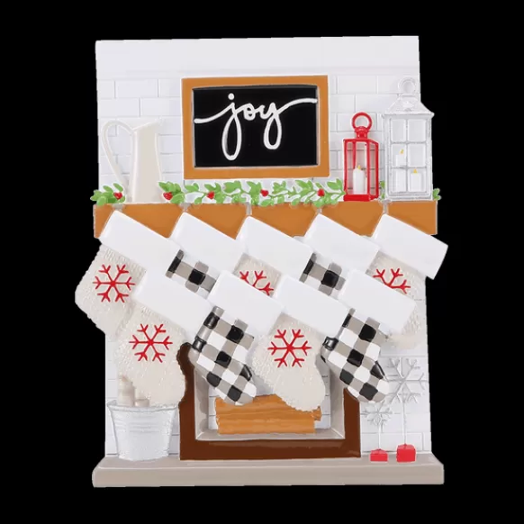 Shop Personalized Fireplace Mantel Family Of 9 Ornament Home & Housewarming