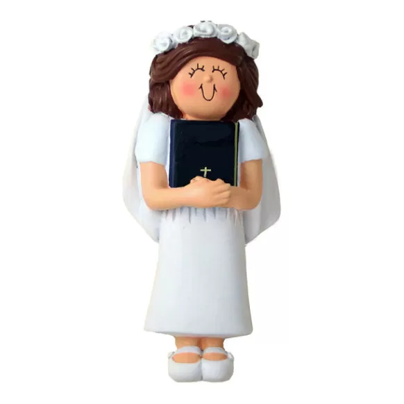Flash Sale Personalized First Communion Ornament - Female, Brown Hair Angels & Religious