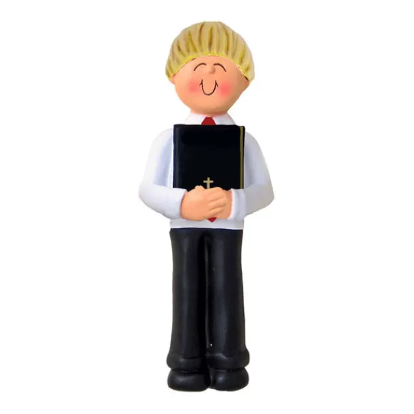 New Personalized First Communion Ornament - Male, Blonde Hair Angels & Religious