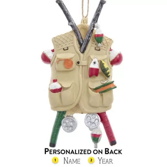 Cheap Kurt Adler Personalized Fishing Vest Ornament