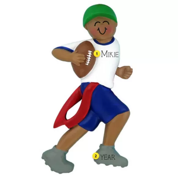 Online Ornament Central Personalized Flag Football Ornament - African American