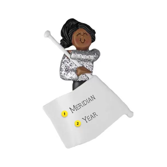 New Ornament Central Personalized Flag Twirlers Ornament - African American Female