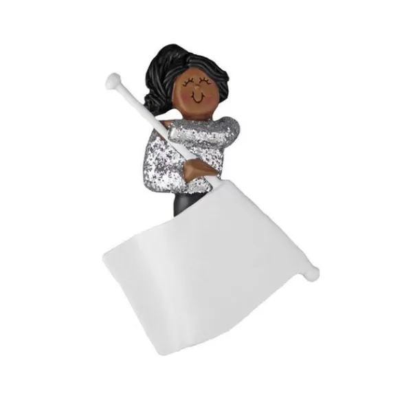New Ornament Central Personalized Flag Twirlers Ornament - African American Female