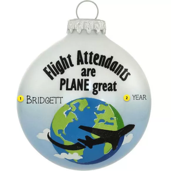 Clearance Bronners Personalized Flight Attendant Glass Bulb Ornament