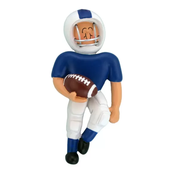 Hot Ornament Central Personalized Football Player Ornament - Male, Blue Uniform