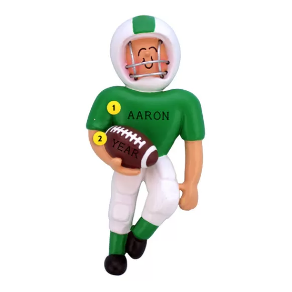 Sale Ornament Central Personalized Football Player Ornament - Male, Green Uniform