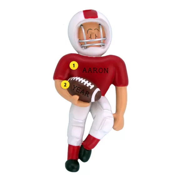 Cheap Ornament Central Personalized Football Player Ornament - Male, Red Uniform