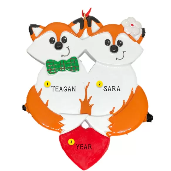 Sale Personalized Fox Couple On Heart Ornament Couples