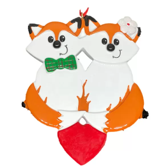 Sale Personalized Fox Couple On Heart Ornament Couples