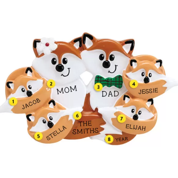 Outlet Rudolph & Me Personalized Fox Family Of 6 Ornament