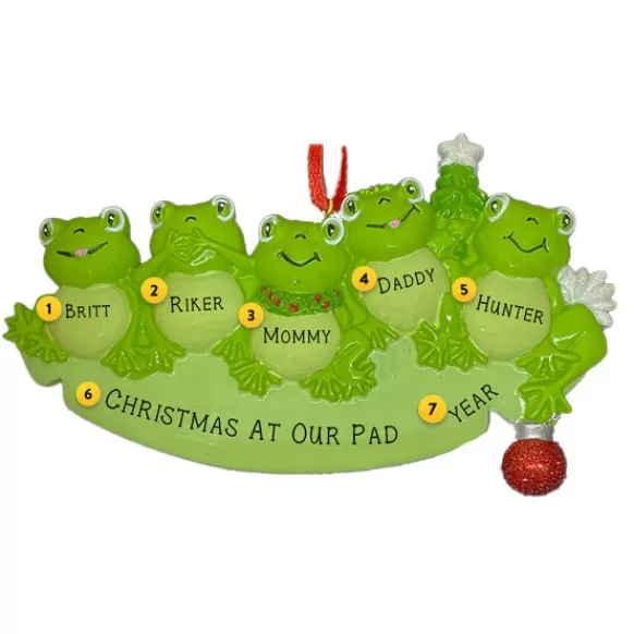 Online Rudolph & Me Personalized Frog Family Of 5 Ornament