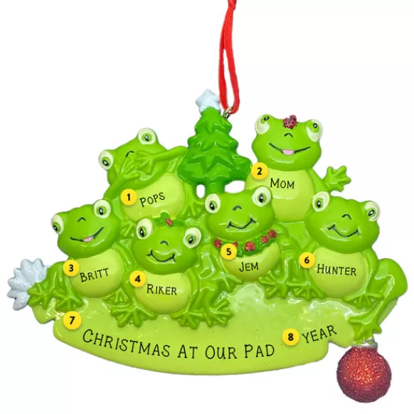 Discount Rudolph & Me Personalized Frog Family Of 6 Ornament