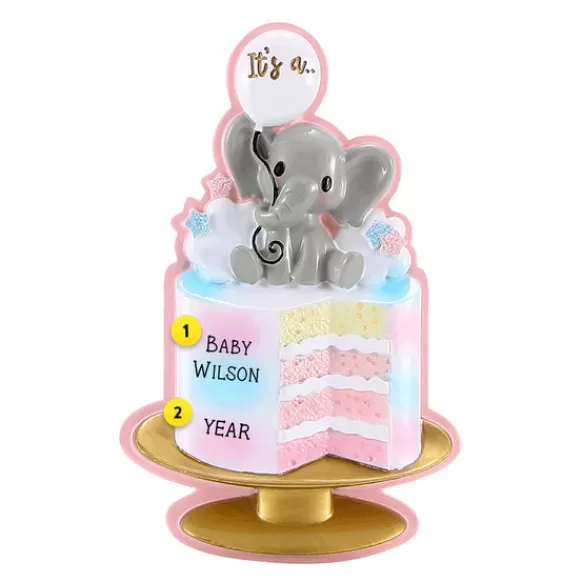Flash Sale Personalized Gender Reveal Cake Ornament - Pink Baby