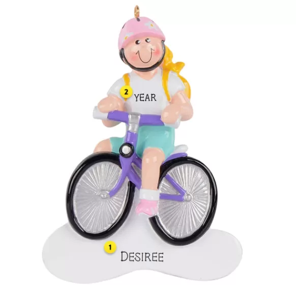 Outlet Personalized Girl Riding Bike Ornament - Blonde Growing Up