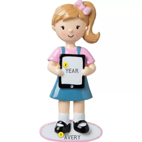 Flash Sale Personalized Girl With Ipad/ Tablet Ornament Growing Up
