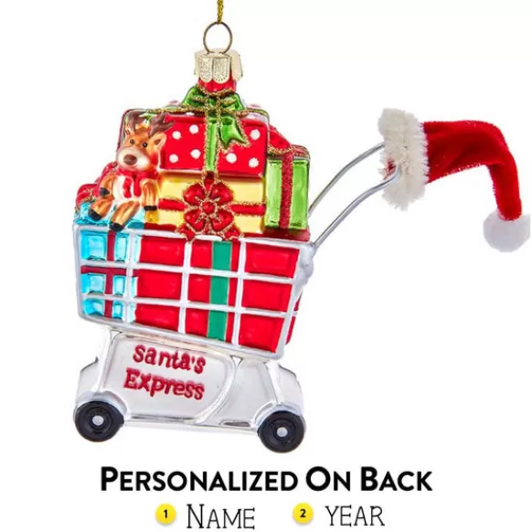 Online Personalized Glass Christmas Shopping Cart Ornament Hobbies & Activities