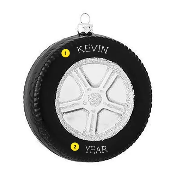 Sale Bronners Personalized Glass Tire Ornament