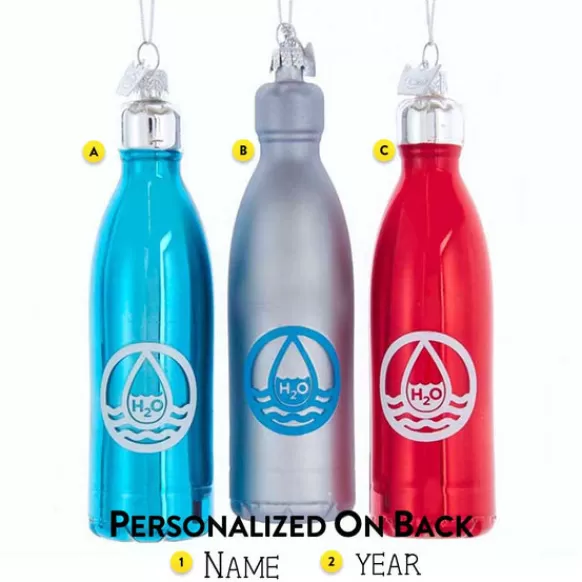 Clearance Kurt Adler Personalized Glass Water Bottle Ornaments