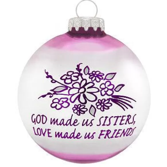 Online Personalized God Made Us Sisters Glass Ornament Family Members