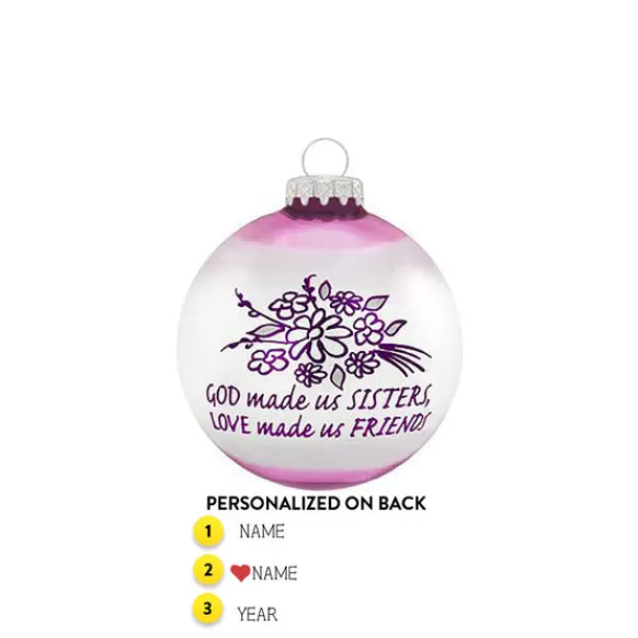 Online Personalized God Made Us Sisters Glass Ornament Family Members
