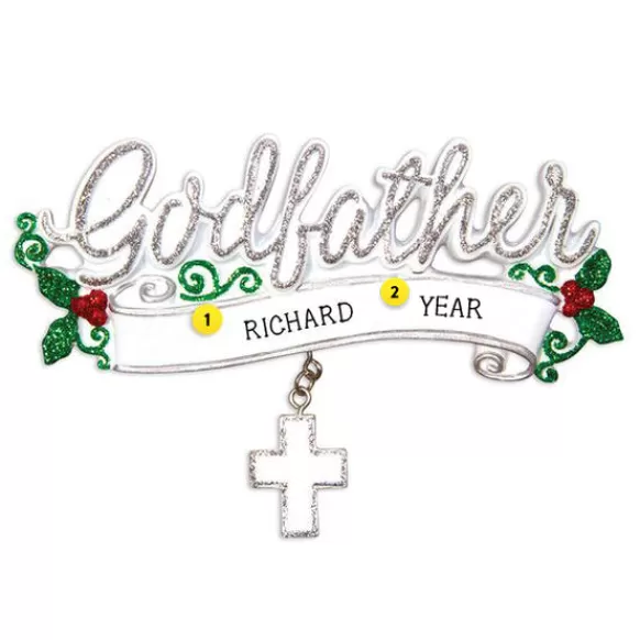 New Personalized Godfather Cross Ornament Angels & Religious